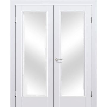 Двустворчатая распашная дверь Кобальт 42 магнолия остеклённая