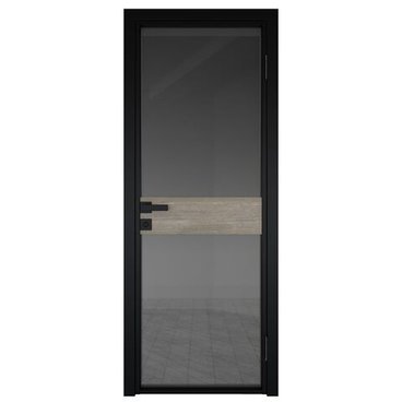 Межкомнатная алюминиевая дверь 6AG чёрная матовая RAL 9005 остеклённая