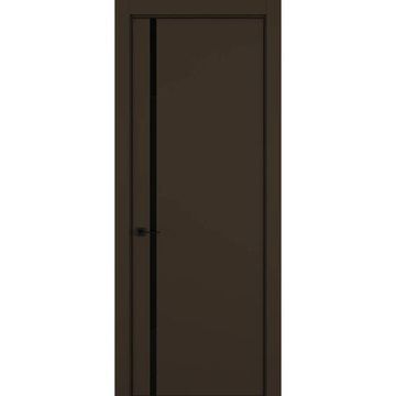 Межкомнатная дверь керамик MN 5 коричневый стекло чёрное