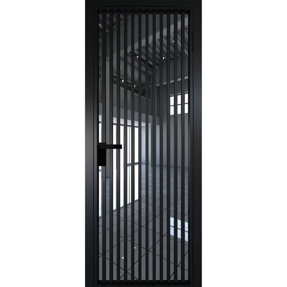 Межкомнатная алюминиевая дверь 11AG чёрная матовая RAL 9005 остеклённая