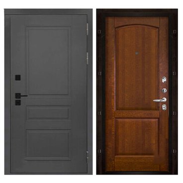 Входная дверь Сенатор Плюс SOLID ПВХ грей нубук абсолют софт панель Массив фоборг античный орех