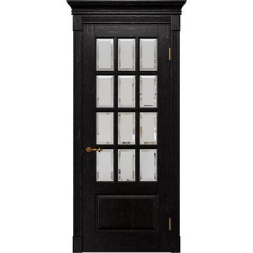 Межкомнатная дверь массив дуба Alvero Анна венге патина серебро остеклённая