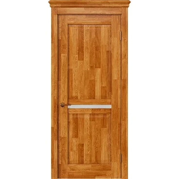 Межкомнатная дверь массив дуба селект Alvero Афина дуб натуральный глухая с узкой стеклянной вставкой