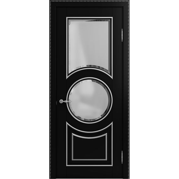 Межкомнатная дверь массив бука Viporte Лацио Амбиенте нуар патина серебро остекление 2