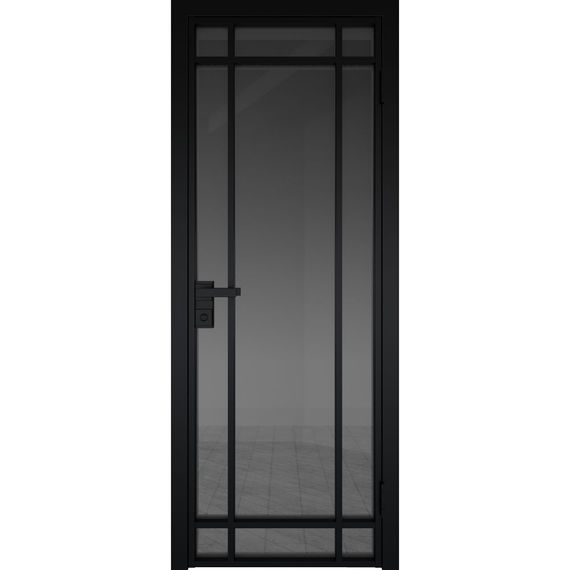 Межкомнатная алюминиевая дверь 5AG чёрная матовая RAL 9005 остеклённая