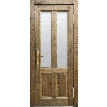 Межкомнатная дверь массив дуба Дверцов Авиано остеклённая зелёное масло