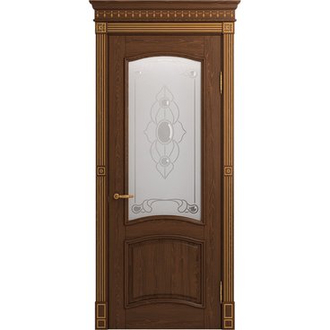 Межкомнатная дверь массив ясеня Viporte Бристоль Декор кофе остеклённая