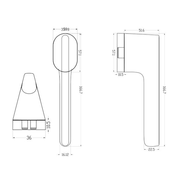 Размеры дверной ручки PERIDOT MOV