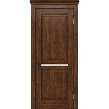 Межкомнатная дверь массив дуба селект Alvero Афина орех чёрный глухая с узкой стеклянной вставкой