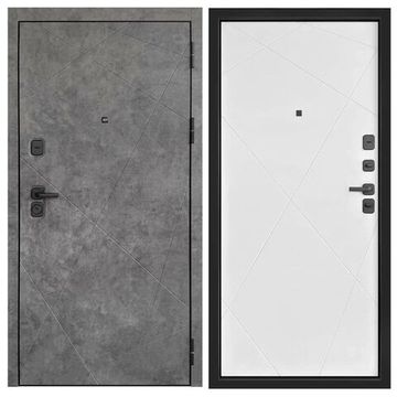 Входная стальная дверь Прогресс Лайт ПВХ тёмный бетон панель ПВХ шагрень белая