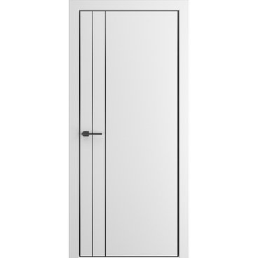 Межкомнатная дверь ПЭТ Премьер-4 белый алюминиевая чёрная кромка