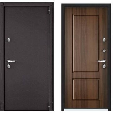 Входная стальная дверь Torex Snegir 55 MP букле коричневый ПВХ лесной орех S55-NC-1
