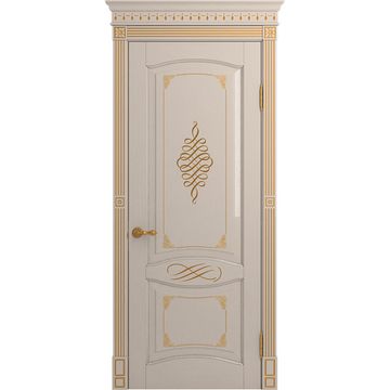 Межкомнатная дверь массив дуба селект Viporte Венеция Декор прованс глянец патина золото глухая