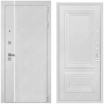 Входная дверь Президент Лайн ПВХ белый матовый панель престиж 1/2