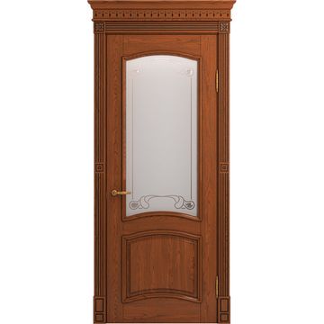 Межкомнатная дверь массив ясеня Viporte Бристоль табачный глянец остеклённая