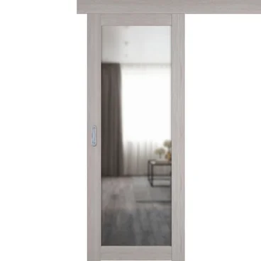 Одностворчатая дверь купе 501.2 серый дуб с зеркалом с одной стороны