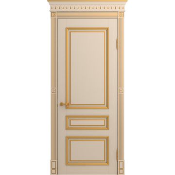 Межкомнатная дверь массив бука Viporte Рим ваниль патина золото глухая