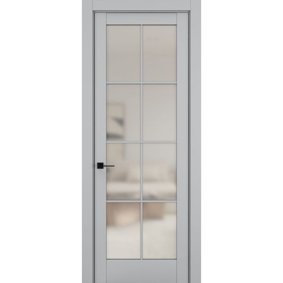 Фото межкомнатной двери керамик NC 11 шеллак серый остеклённая
