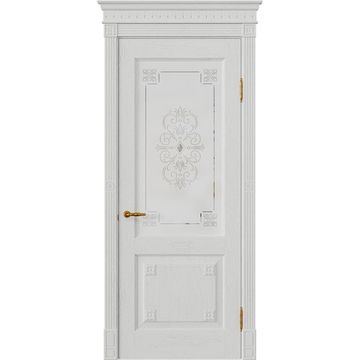 Межкомнатная дверь массив дуба Viporte Флоренция Декор бьянко остеклённая