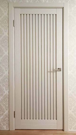 Межкомнатная дверь экошпон Турин 543.2 ясень перламутровый остеклённая