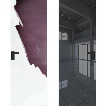 Скрытая дверь 0M снаружи под покраску внутри зеркало Grey чёрная AL кромка