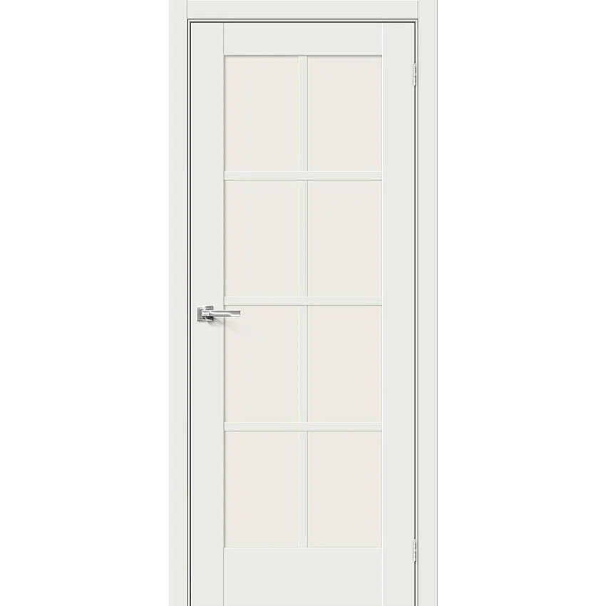 Фото межкомнатной двери эмалит Прима-11.1 white matt остеклённая