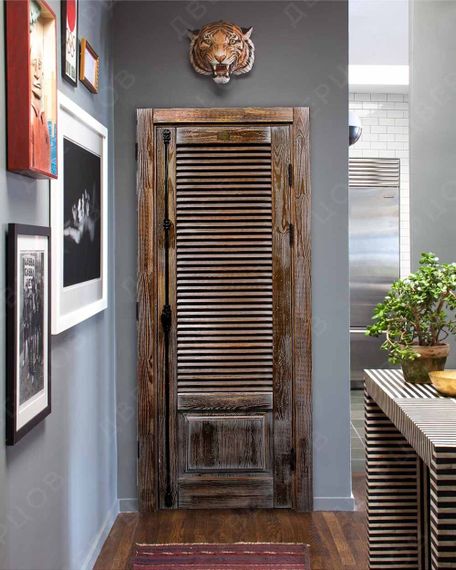 Межкомнатная дверь массив сосны Лофт Генуя RAL 8007 глухая