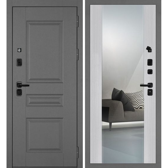 Входная дверь Октава-150 панель сандал белый зеркало