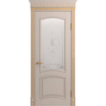 Межкомнатная дверь массив ясеня Viporte Бристоль Декор прованс глянец остеклённая