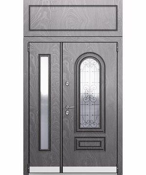 Входная двустворчатая дверь Snegir HOME PP серое дерево SNG-2 серое дерево SNG-2 с надставкой