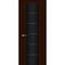 Фото ульяновской двери Виконт в цвете ясень шоколад стекло чёрный триплекс