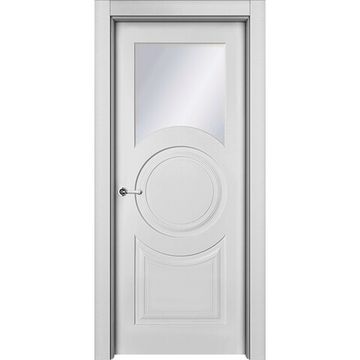 Межкомнатная дверь эмаль Ofram Метро белая остеклённая