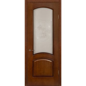 Межкомнатная дверь шпон Леон М тёмный анегри остеклённая