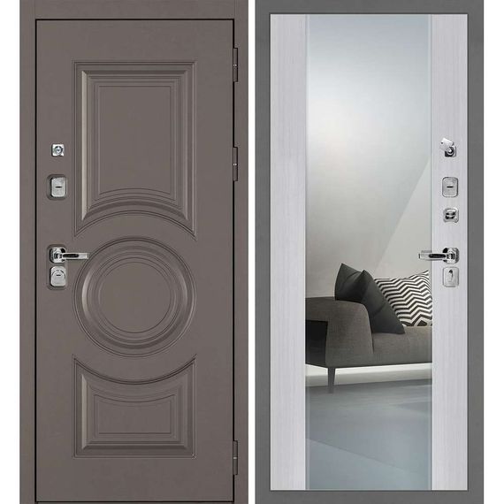 Входная дверь Плаза-177 панель сандал белый зеркало