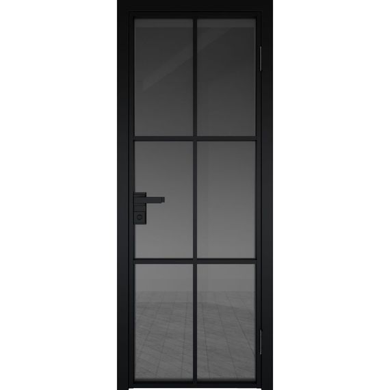 Межкомнатная алюминиевая дверь 3AG чёрная матовая RAL 9005 остеклённая