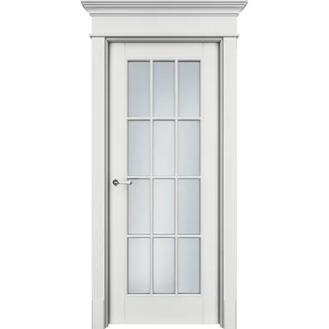 Межкомнатная дверь эмаль Ofram Оксфорд белая остеклённая