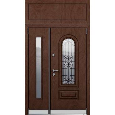 Входная двустворчатая дверь Snegir HOME PP Дуб коньяк SNG-2 Дуб коньяк SNG-2 с надставкой