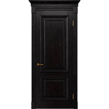 Межкомнатная дверь массив дуба Alvero Екатерина венге патина серебро глухая