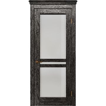 Межкомнатная дверь массив дуба селект Alvero Афина седая ночь остеклённая