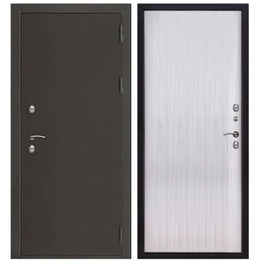 Входная уличная дверь Термо 3 антик тёмное серебро ПВХ меламин венге светлый