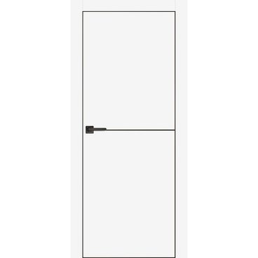 Межкомнатная дверь экошпон PX-19 белая с чёрной AL кромкой