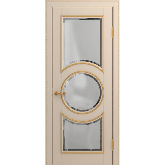Межкомнатная дверь массив бука Viporte Лацио Амбиенте ваниль патина золото остекление 3