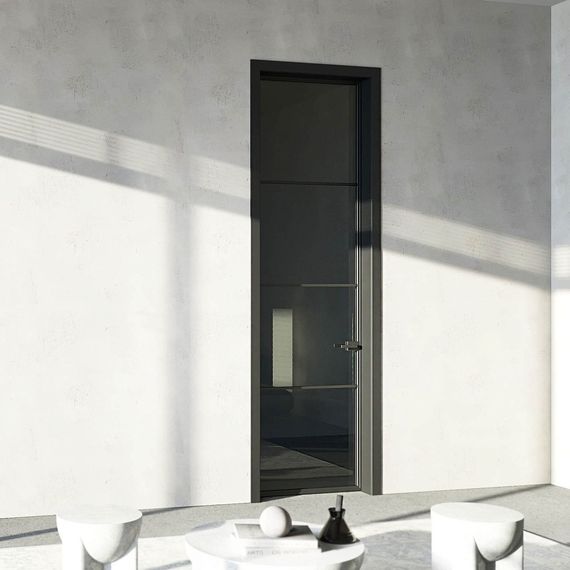 Межкомнатная алюминиевая дверь Loft-S 13 стекло серое прозрачное