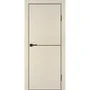 Межкомнатная бежевая дверь ПЭТ P-19 кромка ABS черная молдинг