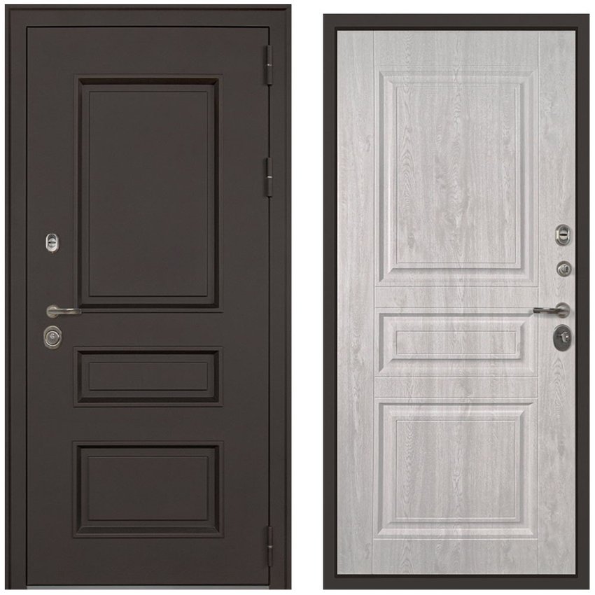 Входная уличная дверь Аляска сосна белая внутри