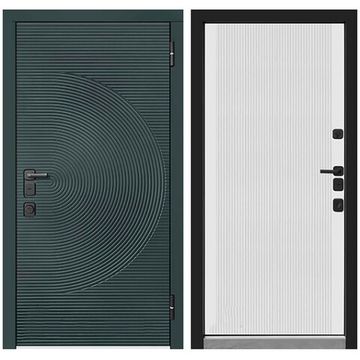 Входная уличная дверь Малахит Термо туманный лес RAL 6012 МДФ белая эмаль