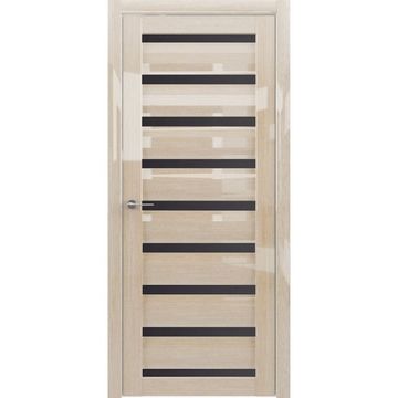 Межкомнатная дверь глянцевая Albero Сидней глянец мокко стекло чёрное