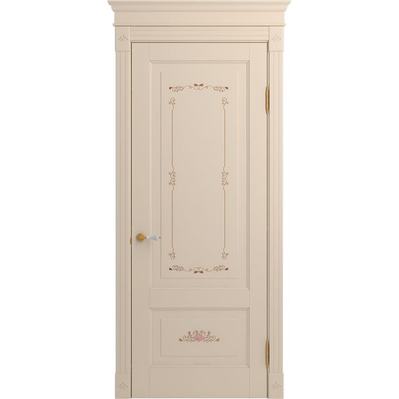 Межкомнатная дверь массив бука Viporte Бьелла Арт ваниль патина золото глухая