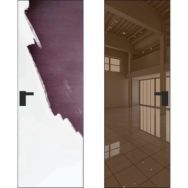 Скрытая дверь 0M снаружи под покраску внутри зеркало Bronze кромка AL чёрная