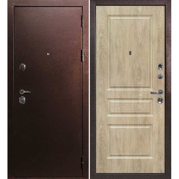 Входная дверь С-3 антик медь панель фрезерованная дуб песочный